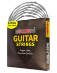 5Core Bass Electric Guitar Strings 0.045-.100 Gauge w Bright Tone for 6 String Guitars