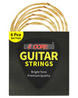 5Core Acoustic Guitar Strings 0.010-0.047 Steel Gauge Heavy Duty w Bright Tone For 6 String Guitars