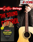 5Core Acoustic Guitar Strings 0.010-0.047 Steel Gauge Heavy Duty w Bright Tone For 6 String Guitars